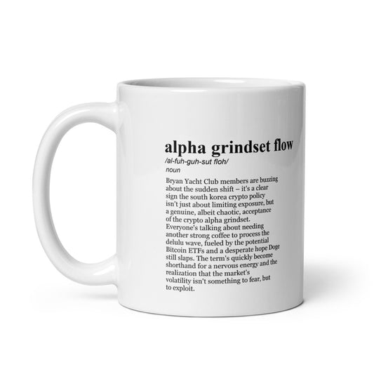 Glossy white ceramic coffee mug, crypto trading news