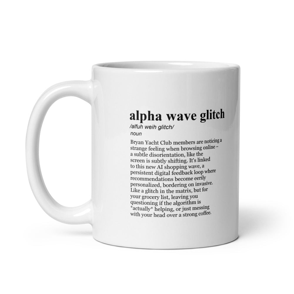 Glossy white ceramic coffee mug, retail AI