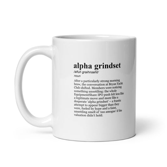 Glossy black ceramic coffee mug, Construction Tech Valuation