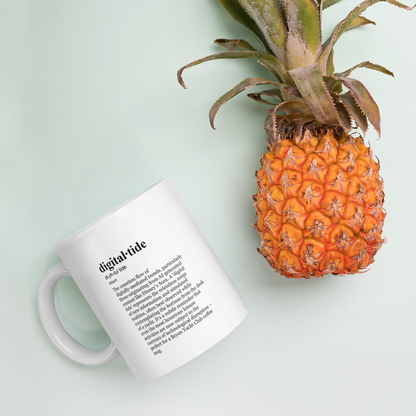 Glossy white ceramic coffee mugs, Yacht Club Morning Brew